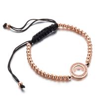 Bracelet cubique en laiton zircon pavent, avec corde en nylon, Placage, bijoux de mode & pavé de micro zircon & pour femme, plus de couleurs à choisir cm, Vendu par brin[