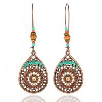 Enamel Zinc Alloy Drop Earring, with Seedbead, gold color plated, fashion jewelry & for woman & with rhinestone 