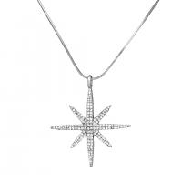 Rhinestone Zinc Alloy Necklace, Hexagram, silver color plated, fashion jewelry & for woman & with rhinestone, silver color cm [