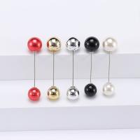 Collar Jewelry Brooch, Zinc Alloy, with Plastic Pearl, Round, plated, 5 pieces & fashion jewelry & for woman, mixed colors 