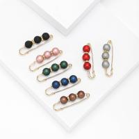 Halsband Schmuck Brosche, Zinklegierung, mit Kunststoff Perlen, rund, goldfarben plattiert, 7 Stück & Modeschmuck & für Frau, gemischte Farben, 16x57mm, 7PCs/setzen, verkauft von setzen