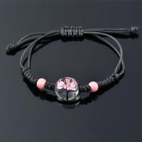 Lampwork Bracelets, with leather cord, Round, Adjustable & fashion jewelry & for woman Approx 19 cm 