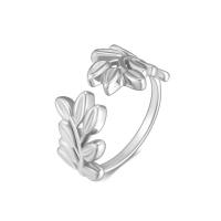 Stainless Steel Finger Ring, 316L Stainless Steel, Leaf, Vacuum Ion Plating, Adjustable & fashion jewelry & for woman inner ~21mm [