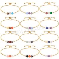 Brass Bracelets, with Gemstone, 12 Signs of the Zodiac, gold color plated, adjustable & for woman Approx 15-27 cm 