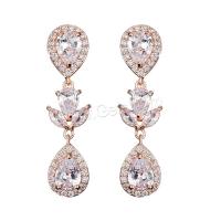 Cubic Zirconia Micro Pave Brass Earring, Teardrop, plated, micro pave cubic zirconia & for woman 