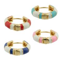 Brass Huggie Hoop Earring, Donut, gold color plated, fashion jewelry & for woman & enamel 