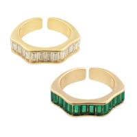 Цирконий Micro Pave Латунь палец кольцо, плакирован золотом, ювелирные изделия моды & Женский, Много цветов для выбора продается PC