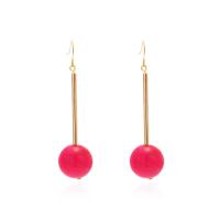 Resin Drop Earring, Iron, with Resin, Round, plated, fashion jewelry, red 