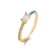 Cubic Zircon Brass Finger Ring, plated, fashion jewelry & micro pave cubic zirconia & enamel inner .7 ~1.9cm 