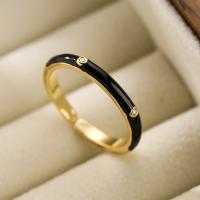 Circón cúbico anillo de dedo de latón, metal, chapado, Joyería & micro arcilla de zirconia cúbica & esmalte, más colores para la opción, inner diameter:1.7 ~1.9cm, Vendido por UD
