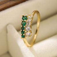 Zirkonia Messing Finger Ring, plattiert, Modeschmuck & verschiedene Muster für Wahl & Micro pave Zirkonia, goldfarben, inner diameter:1.7 ~1.9cm, verkauft von PC