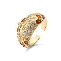 Zirkonia Messing Finger Ring, plattiert, Modeschmuck & verschiedene Muster für Wahl & Micro pave Zirkonia, Goldfarbe, inner diameter:1.7 ~1.9cm, verkauft von PC