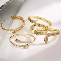 Cubic Zircon Brass Finger Ring, Snake, plated, fashion jewelry & micro pave cubic zirconia, golden, Inner Approx 60mm [