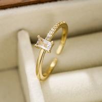 Cubic Zircon Brass Finger Ring, plated, fashion jewelry & micro pave cubic zirconia, golden, inner .7 ~1.9cm 