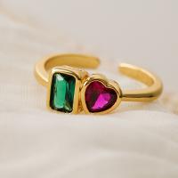 Zirkonia Messing Finger Ring, plattiert, Modeschmuck & verschiedene Muster für Wahl & Micro pave Zirkonia, goldfarben, inner diameter:1.7 ~1.9cm, verkauft von PC