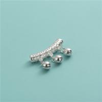 925 Sterling Silber gebogene Rohr Perlen, Glocke, DIY, Silberfarbe, 5x24.3mm, Bohrung:ca. 3.7mm, verkauft von PC[