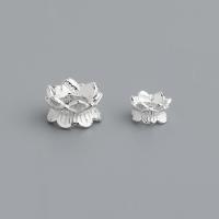 Sterling Silver Bead Caps, 925 Sterling Silver, Lotus, polished, DIY silver color [