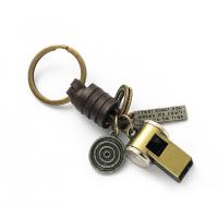 Leather Key Chains, Zinc Alloy, with Cowhide, plated, fashion jewelry & for woman, golden, 100mm 