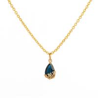 Titanium Steel Jewelry Necklace, with Resin Rhinestone, gold color plated, fashion jewelry & for woman [