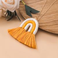 Titanium Steel Jewelry Necklace, with Polyester Yarns, gold color plated, fashion jewelry & for woman cm [