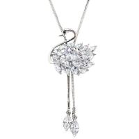 Rhinestone Zinc Alloy Necklace, Swan, silver color plated, fashion jewelry & for woman & with rhinestone, silver color cm [