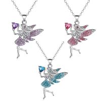 Rhinestone Zinc Alloy Necklace, Fairy, silver color plated, for woman & with rhinestone Approx 50 cm 