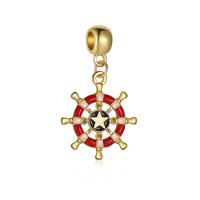 Zinc Alloy European Pendants, Ship Wheel, gold color plated, DIY & enamel & hollow, mixed colors, 10-30mm 
