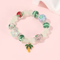 Glass Jewelry Beads Bracelets, Glass Beads, with Zinc Alloy, Palm Tree, plated, for woman & enamel & with rhinestone, mixed colors, 12mm,14mm,16mm Approx 16.5-17 cm 