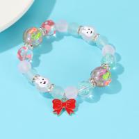 Glass Jewelry Beads Bracelets, Glass Beads, with Zinc Alloy, Bowknot, plated, stoving varnish & for woman & enamel & with rhinestone, mixed colors, 10mm,14mm,16mm Approx 16.5-17 cm 