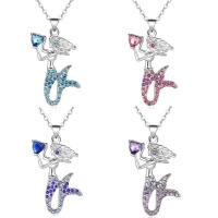 Rhinestone Zinc Alloy Necklace, Mermaid, silver color plated, Unisex & with rhinestone Approx 50 cm 