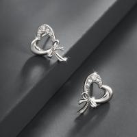 Zinc alliage strass Stud Earring, alliage de zinc, coeur, bijoux de mode & pour femme & avec strass Vendu par paire