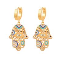 Evil Eye Earrings, 316L Stainless Steel, Vacuum Ion Plating, fashion jewelry & for woman & enamel, golden, 42mm [