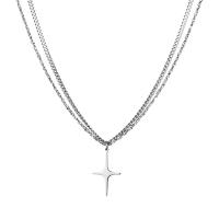 Titanium Steel Jewelry Necklace, polished, Double Layer & Unisex [