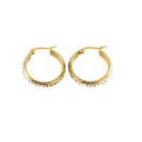 Titanium Steel Earrings, 18K gold plated, fashion jewelry & micro pave cubic zirconia & for woman, golden [