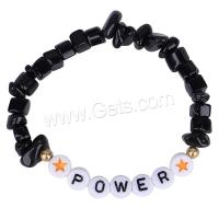 Black Agate Bracelets, with Acrylic, irregular, handmade, elastic & for woman Approx 18 cm 