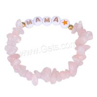 Bracelets quartz, quartz rose, avec Acrylique, Irrégulière, fait à la main, élastique & pour femme Environ 18 cm, Vendu par PC