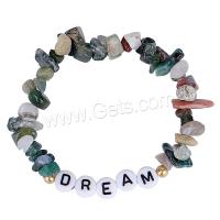 Agate Bracelets, Moss Agate, with Acrylic, irregular, handmade, elastic & Unisex Approx 18 cm 