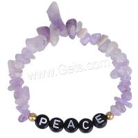 Quartz Bracelets, Amethyst, irregular, handmade, elastic & for woman, purple Approx 18 cm 