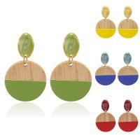 Boucle d'oreille de goutte acrylique, Plat rond, pour femme & émail, plus de couleurs à choisir Vendu par paire