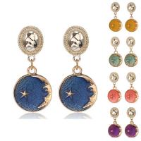 Enamel Zinc Alloy Drop Earring, Flat Round, gold color plated, for woman 