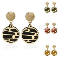 Enamel Zinc Alloy Drop Earring, Flat Round, gold color plated, for woman 