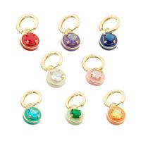 Boucles d'oreilles en laiton zircon cubique, avec zircon cubique, Rond, Placage de couleur d'or, bijoux de mode & DIY & émail, plus de couleurs à choisir Vendu par paire