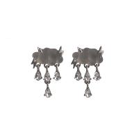 Zinc Alloy Rhinestone Drop Earring, Cloud, silver color plated, fashion jewelry & for woman & with rhinestone 