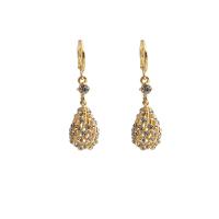 Zinc Alloy Rhinestone Drop Earring, gold color plated, fashion jewelry & for woman & with rhinestone & hollow 