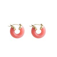 Resin Zinc Alloy Earring, with Resin, Dome, gold color plated, fashion jewelry & for woman, orange 