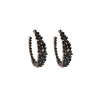Zinc Alloy Stud Earring, with Cubic Zirconia, gold color plated, fashion jewelry & for woman, black 