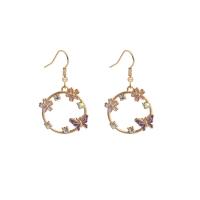 Enamel Zinc Alloy Drop Earring, Butterfly, gold color plated, fashion jewelry & for woman 