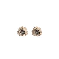 Zinc Alloy Rhinestone Stud Earring, silver color plated, fashion jewelry & for woman & with rhinestone, black 