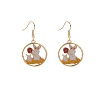Enamel Zinc Alloy Drop Earring, Rabbit, gold color plated, fashion jewelry & for woman, yellow 