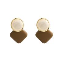 Gemstone Drop Earring, Zinc Alloy, with Silver Leaf Jasper, gold color plated, fashion jewelry & for woman 